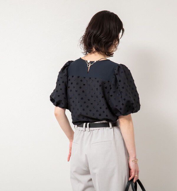 NOLLEY'S sophi「ドットジャガードバルーンスリーブブラウス」|シャツ・ブラウス|