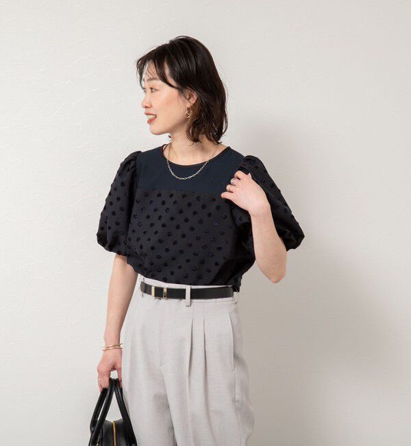 NOLLEY'S sophi「ドットジャガードバルーンスリーブブラウス」|シャツ・ブラウス|