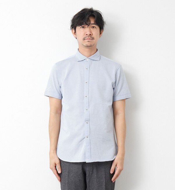 NOLLEY'S goodman「《ビジカジ対応》ハイゲージ サッカーストライプパラシュート半袖シャツ 25SS」|シャツ・ブラウス|