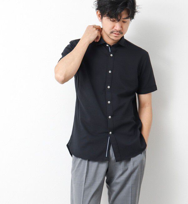 NOLLEY'S goodman「《ビジカジ対応》ハイゲージ サッカーストライプパラシュート半袖シャツ 25SS」|シャツ・ブラウス|