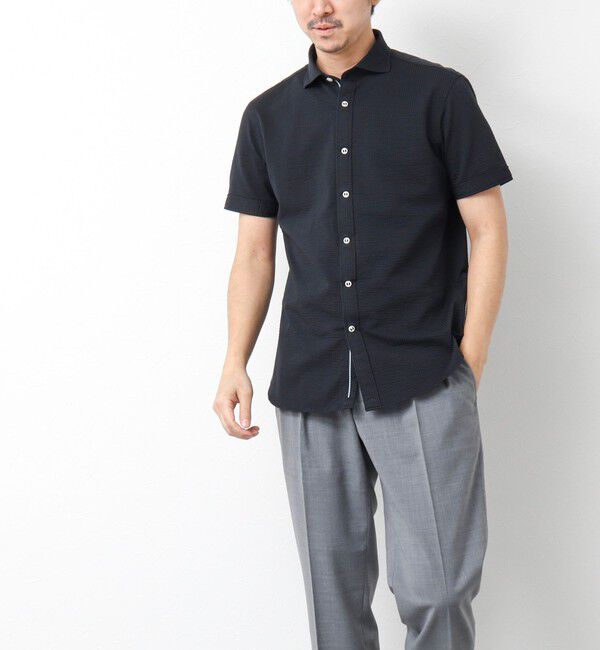 NOLLEY'S goodman「《ビジカジ対応》ハイゲージ サッカーストライプパラシュート半袖シャツ 25SS」|シャツ・ブラウス|