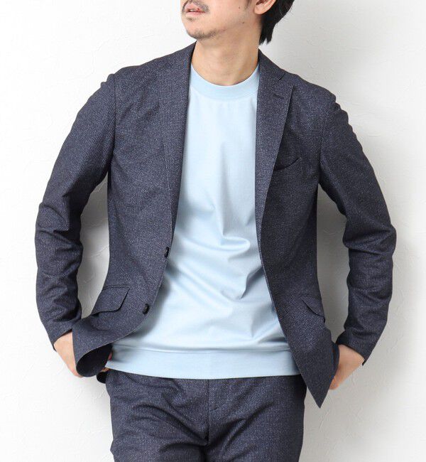 NOLLEY'S goodman「《ビジカジ/セットアップ対応》ドットサッカーストレッチジャケット 25SS」|テーラードジャケット|ブルー