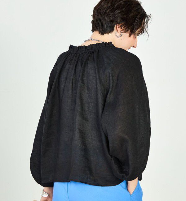 NOLLEY'S「《セットアップ対応》リネンフリル衿ブラウス」|シャツ・ブラウス|