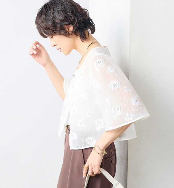 NOLLEY'S sophi「《セットアップ対応》ラメフラワージャガードブラウス」|シャツ・ブラウス|ホワイト系その他2