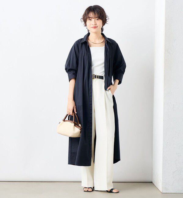 NOLLEY'S「ウォッシャブル高密度ストレッチシャツワンピース」|ワンピース|