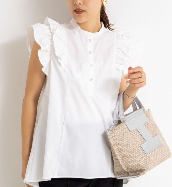 NOLLEY'S「袖フリルパール釦ブラウス」|シャツ・ブラウス|オフホワイト