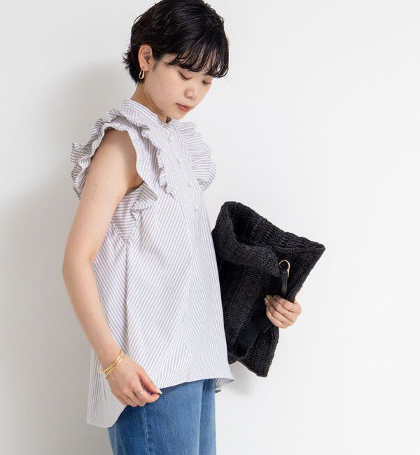 NOLLEY'S「袖フリルパール釦ブラウス」|シャツ・ブラウス|