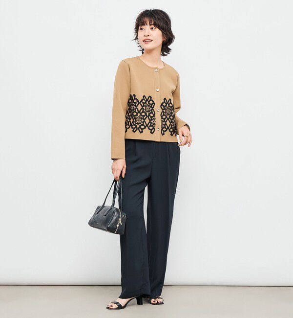 NOLLEY'S「レース付きクルーネックカーディガン」|カーディガン|