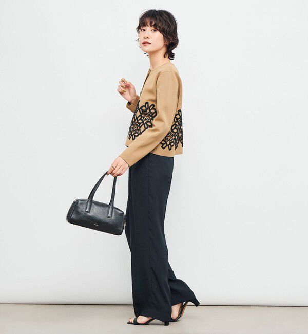 NOLLEY'S「レース付きクルーネックカーディガン」|カーディガン|