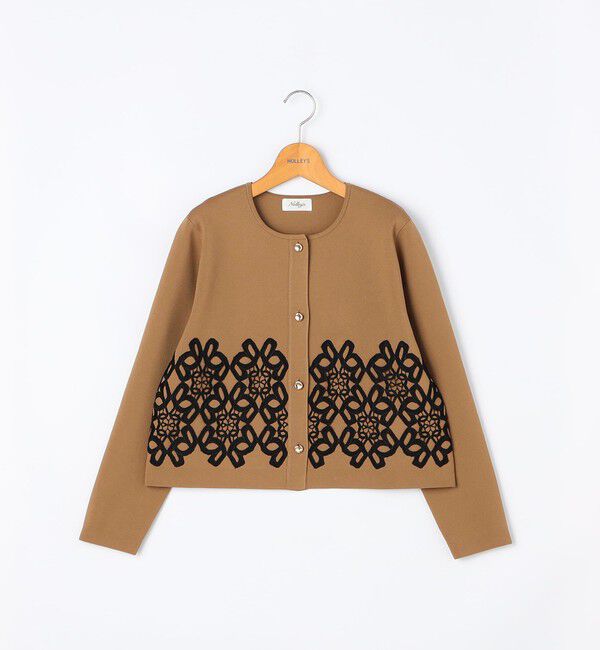 NOLLEY'S「レース付きクルーネックカーディガン」|カーディガン|