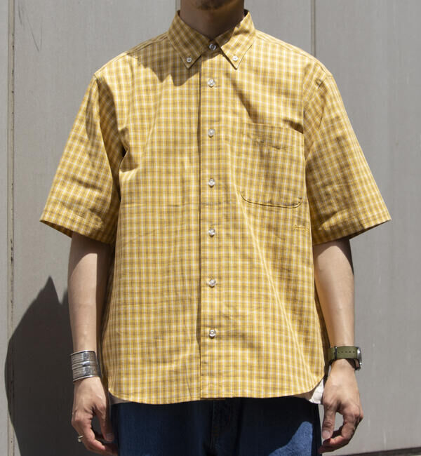 GLOSTER「【GLOSTER/グロスター】チェック半袖シャツ ボタンダウン ワンポイントロゴ刺繍入り」|シャツ・ブラウス|