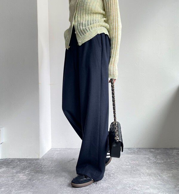 fredy emue「ウール混ウォッシャブルイージーパンツ」|チノ|ダークネイビー
