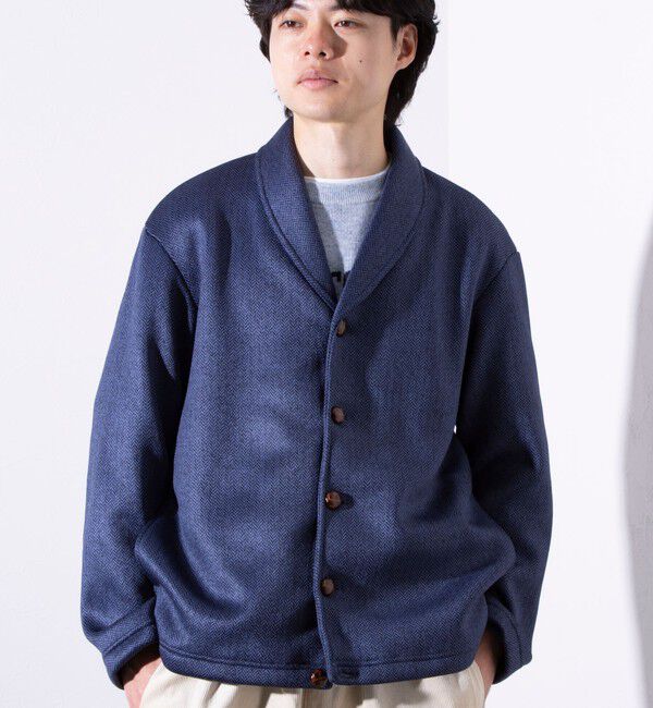 GLOSTER「【GLOSTER/グロスター】カチオンフリースボンディング くるみボタン ショールカーディガン」|カーディガン|