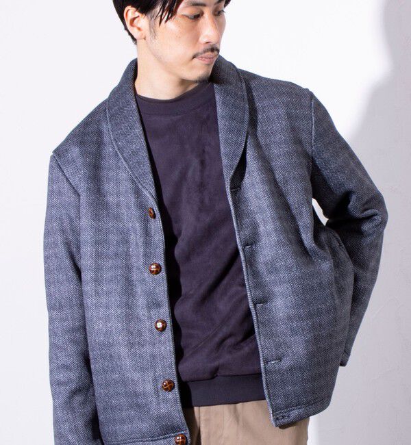 GLOSTER「【GLOSTER/グロスター】カチオンフリースボンディング くるみボタン ショールカーディガン」|カーディガン|