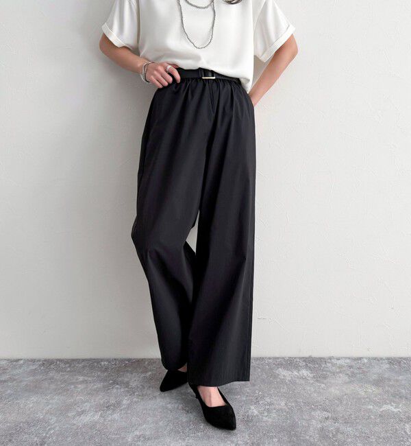 fredy emue「コットンナイロンストレッチセミワイドパンツ」|チノ|ブラック
