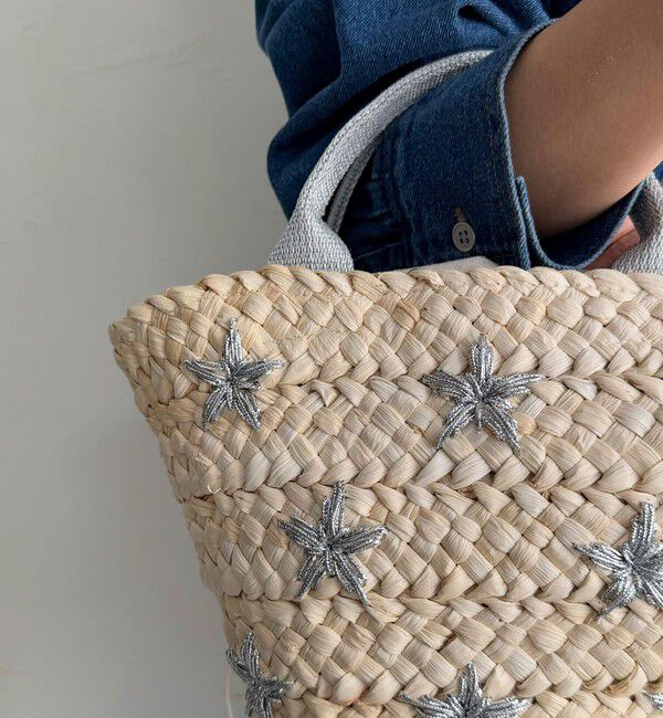 fredy emue「ラメ星刺しゅうカゴバッグ」|かごバッグ|