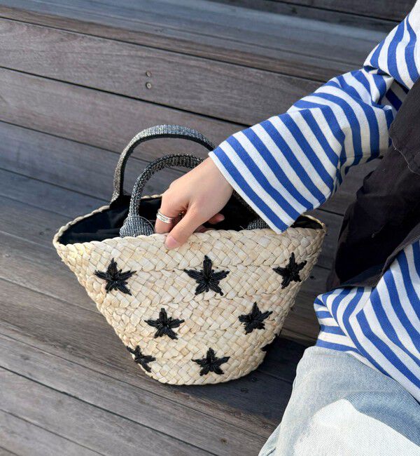 fredy emue「ラメ星刺しゅうカゴバッグ」|かごバッグ|