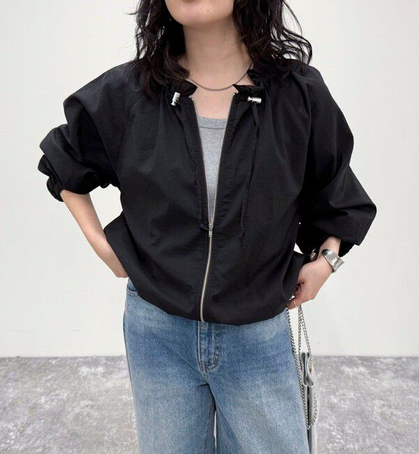 fredy emue「シアーフリルカラーZIPブルゾン」|ブルゾン・スタジャン|ブラック