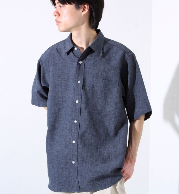 GLOSTER「【GLOSTER/グロスター】リネンライクキャンバス GOODNESS刺繍 半袖シャツ」|シャツ・ブラウス|