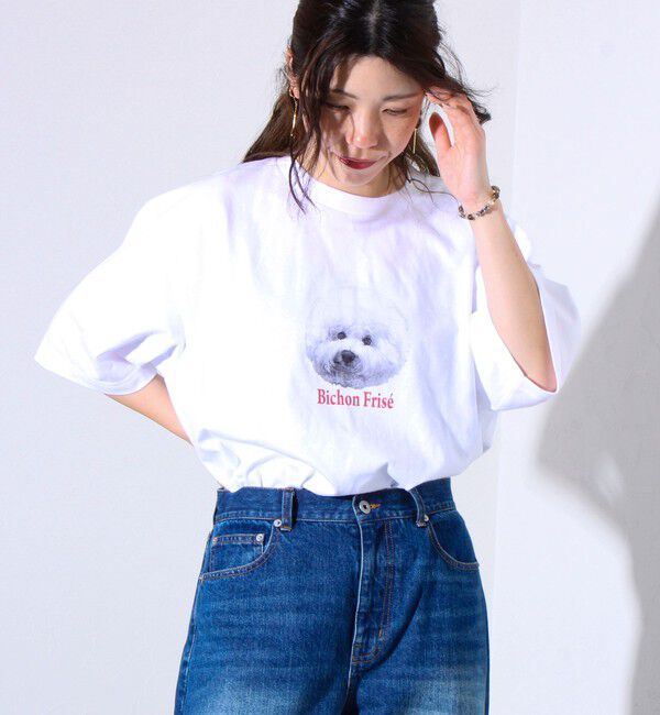 GLOSTER「【新柄追加】【GLOSTER/グロスター】DOG&CAT 犬猫プリントTシャツ」|Tシャツ・カットソー|