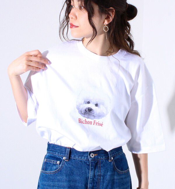 GLOSTER「【新柄追加】【GLOSTER/グロスター】DOG&CAT 犬猫プリントTシャツ」|Tシャツ・カットソー|