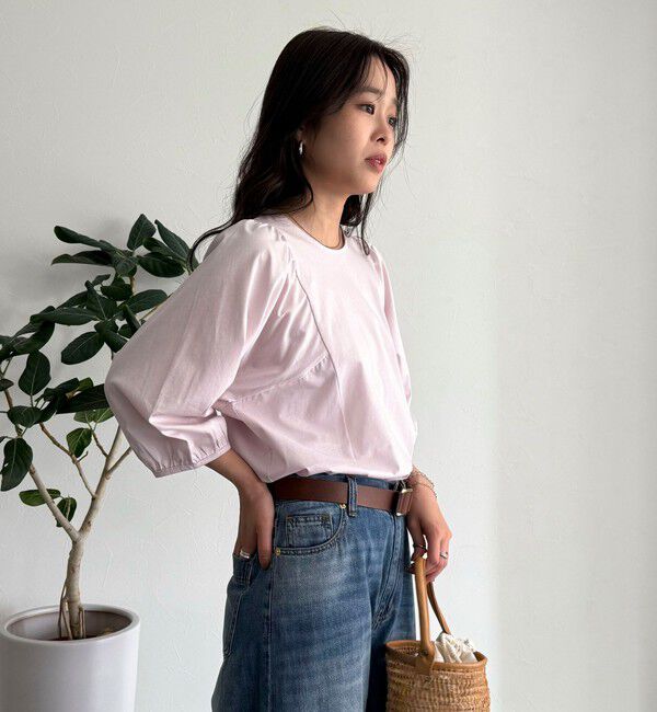 fredy emue「シルケット袖ギャザーカットソーブラウス」|Tシャツ・カットソー|