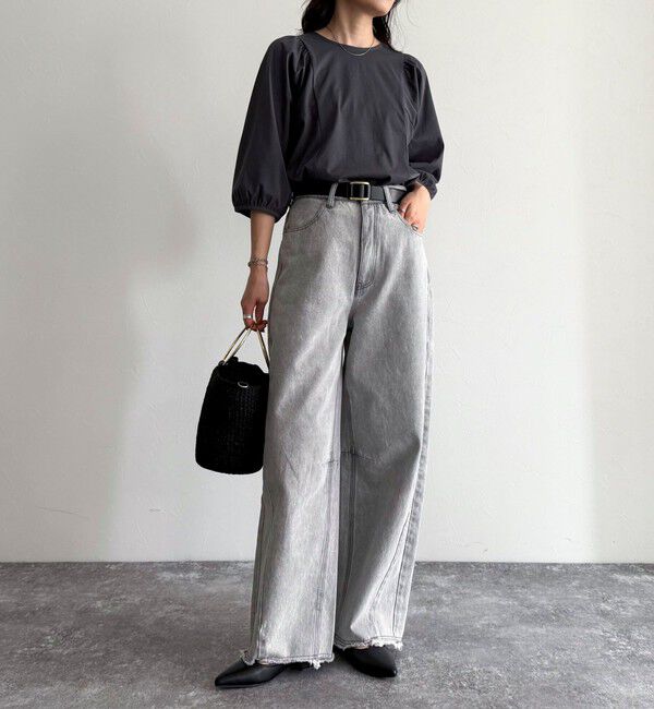 fredy emue「シルケット袖ギャザーカットソーブラウス」|Tシャツ・カットソー|