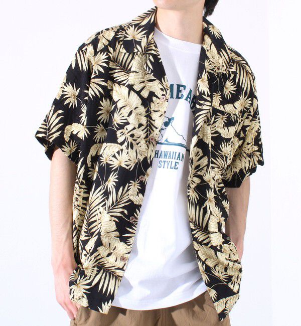 FREDY MAC「【FREDYMAC/フレディマック】レーヨンアロハシャツ オープンカラーシャツ ボタニカルプリント」|シャツ・ブラウス|ブラック系その他