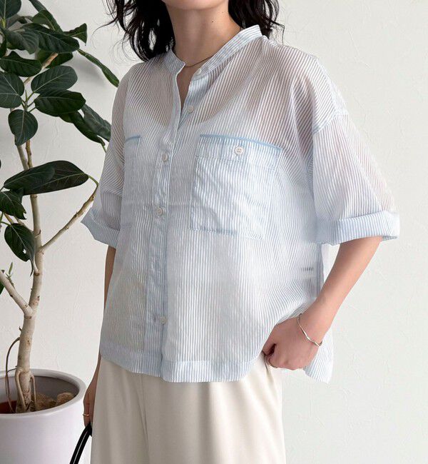 fredy emue「半袖シアーストライプシャツ」|シャツ・ブラウス|