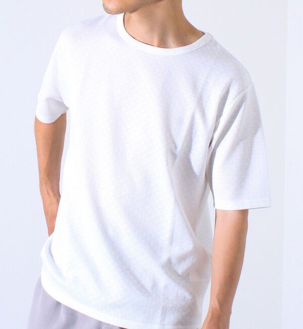 GLOSTER「【GLOSTER/グロスター】リンクスジャガード クルーネックTシャツ」|Tシャツ・カットソー|オフホワイト