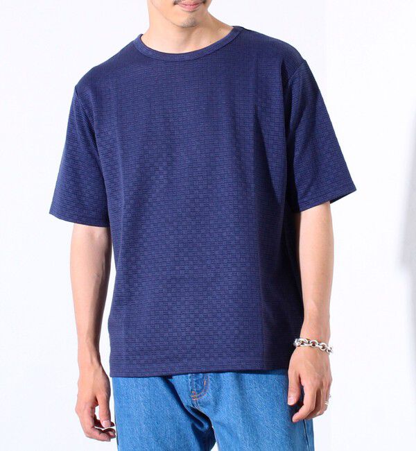 GLOSTER「【GLOSTER/グロスター】リンクスジャガード クルーネックTシャツ」|Tシャツ・カットソー|