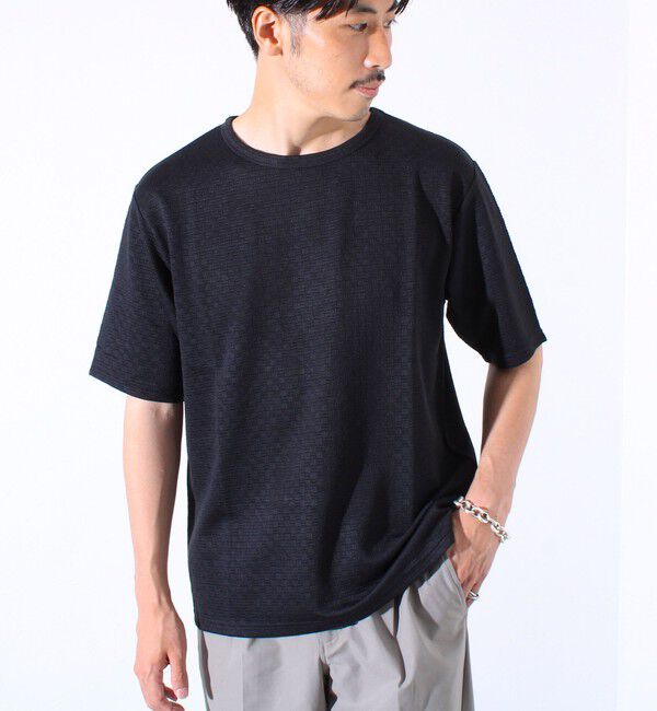 GLOSTER「【GLOSTER/グロスター】リンクスジャガード クルーネックTシャツ」|Tシャツ・カットソー|