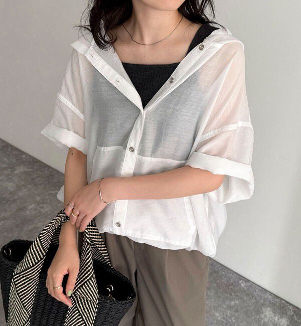 fredy emue「シアーフーディハーフスリーブシャツ」|シャツ・ブラウス|