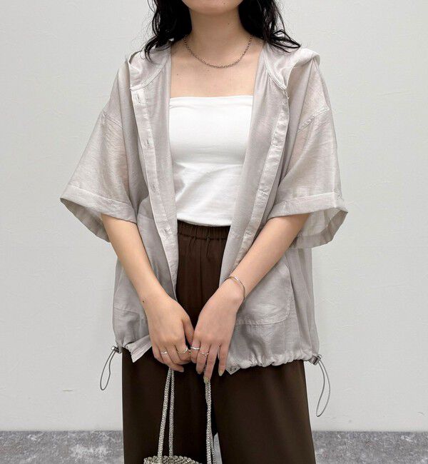 fredy emue「シアーフーディハーフスリーブシャツ」|シャツ・ブラウス|