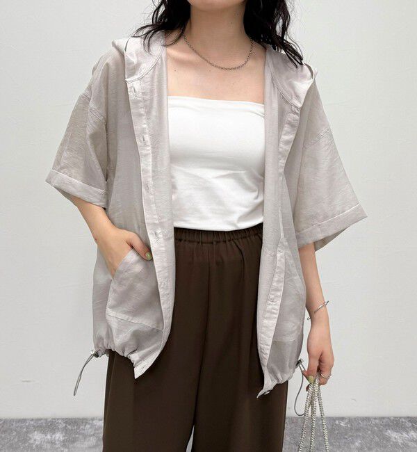 fredy emue「シアーフーディハーフスリーブシャツ」|シャツ・ブラウス|