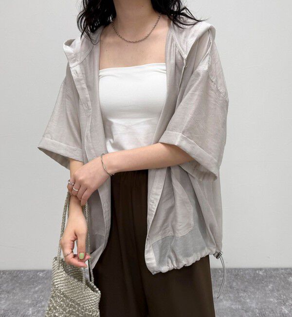 fredy emue「シアーフーディハーフスリーブシャツ」|シャツ・ブラウス|