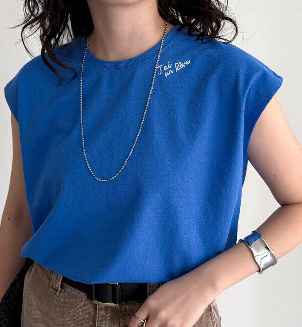 fredy emue「チェーン刺繍フレンチTシャツプルオーバー」|Tシャツ・カットソー|