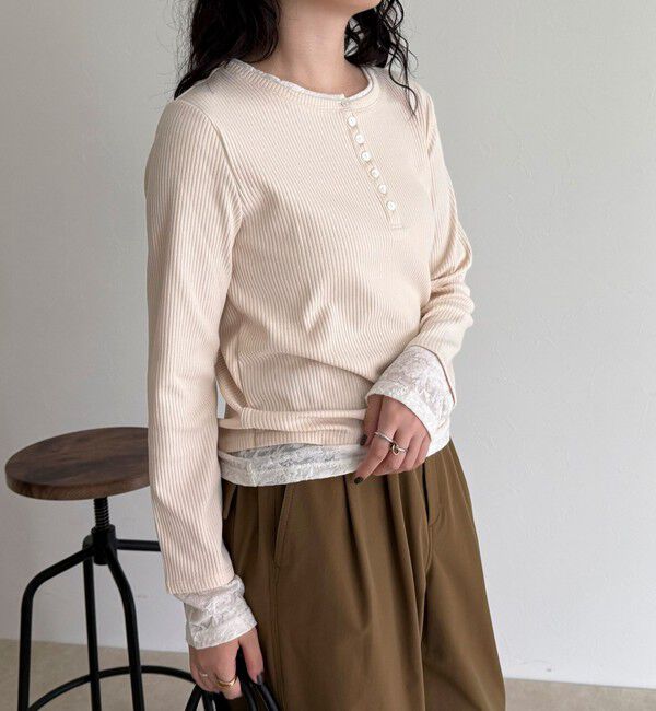 fredy emue「レイヤード風ヘンリーネックプルオーバー」|Tシャツ・カットソー|