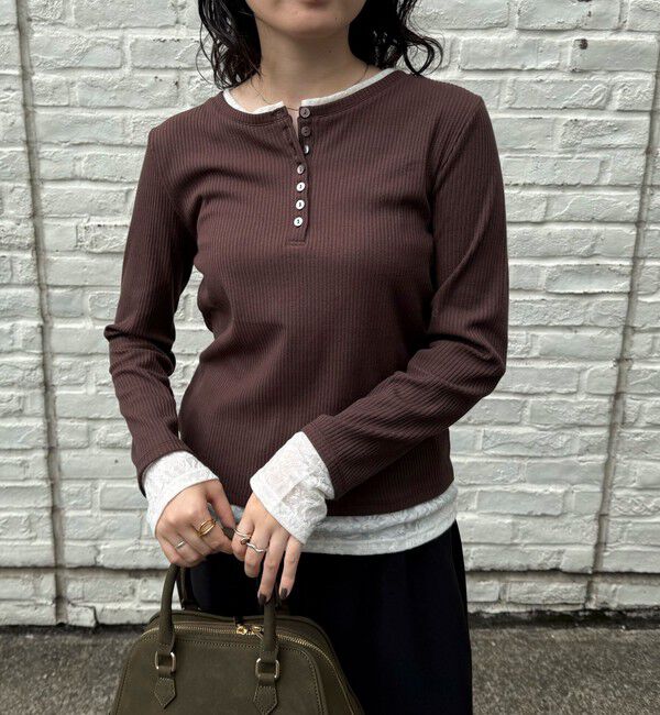 fredy emue「レイヤード風ヘンリーネックプルオーバー」|Tシャツ・カットソー|