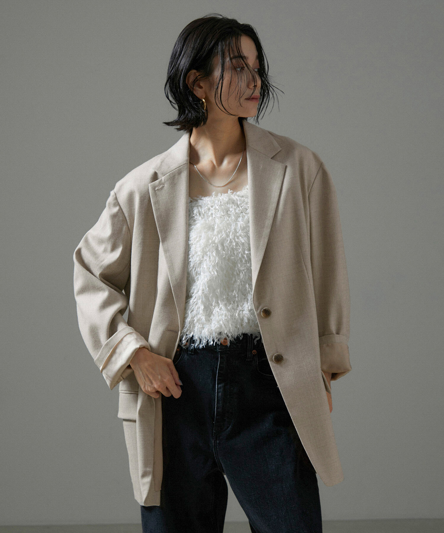 SALON adam et rope'「ハイカウントフラノジャケット」|テーラードジャケット|ベージュ(27)