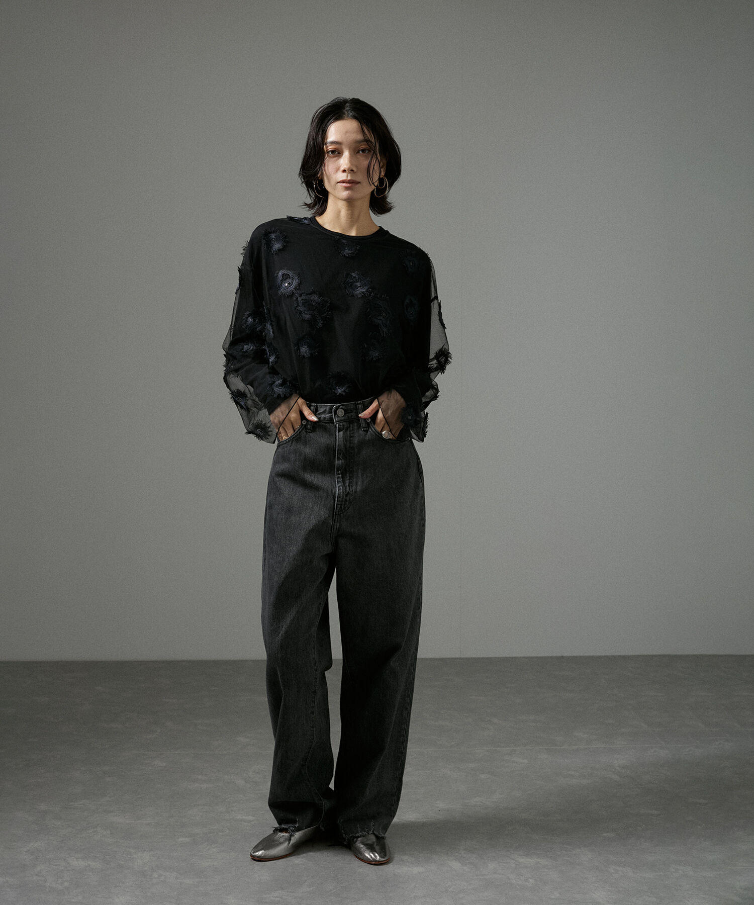 SALON adam et rope'「フラワーエンブロイダリーシアープルオーバー」|Tシャツ・カットソー|