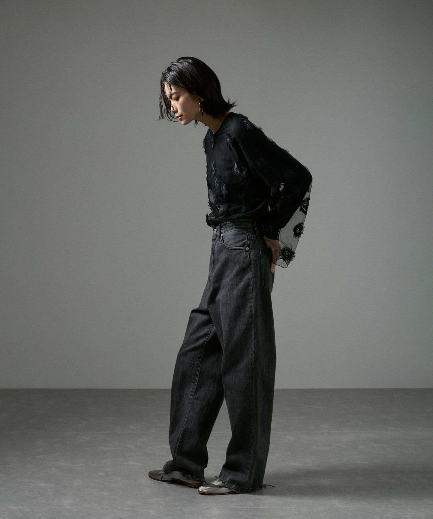 SALON adam et rope'「フラワーエンブロイダリーシアープルオーバー」|Tシャツ・カットソー|