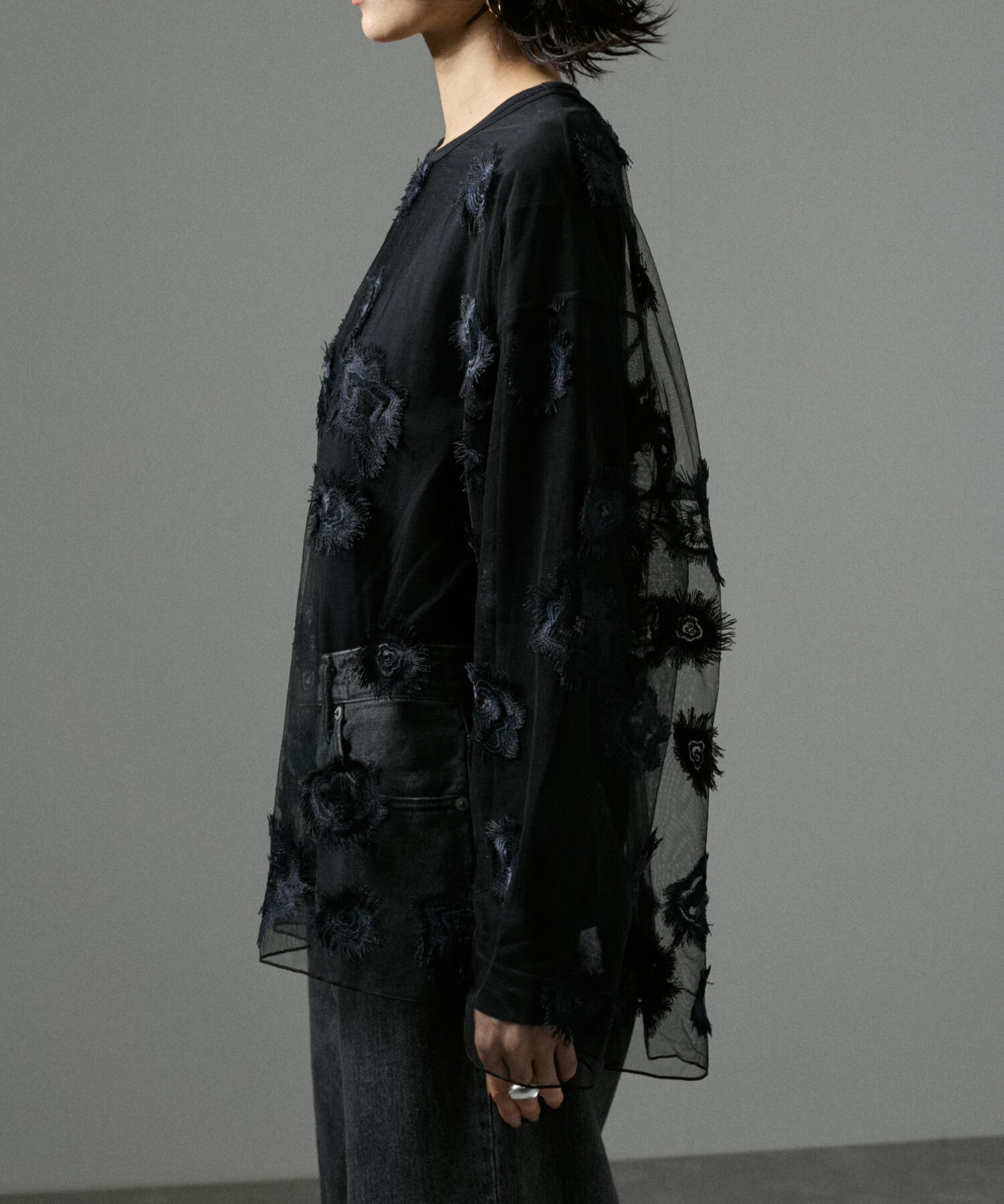 SALON adam et rope'「フラワーエンブロイダリーシアープルオーバー」|Tシャツ・カットソー|