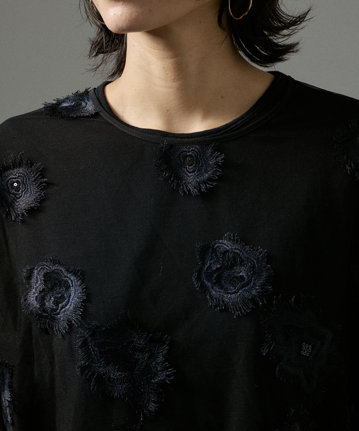 SALON adam et rope'「フラワーエンブロイダリーシアープルオーバー」|Tシャツ・カットソー|