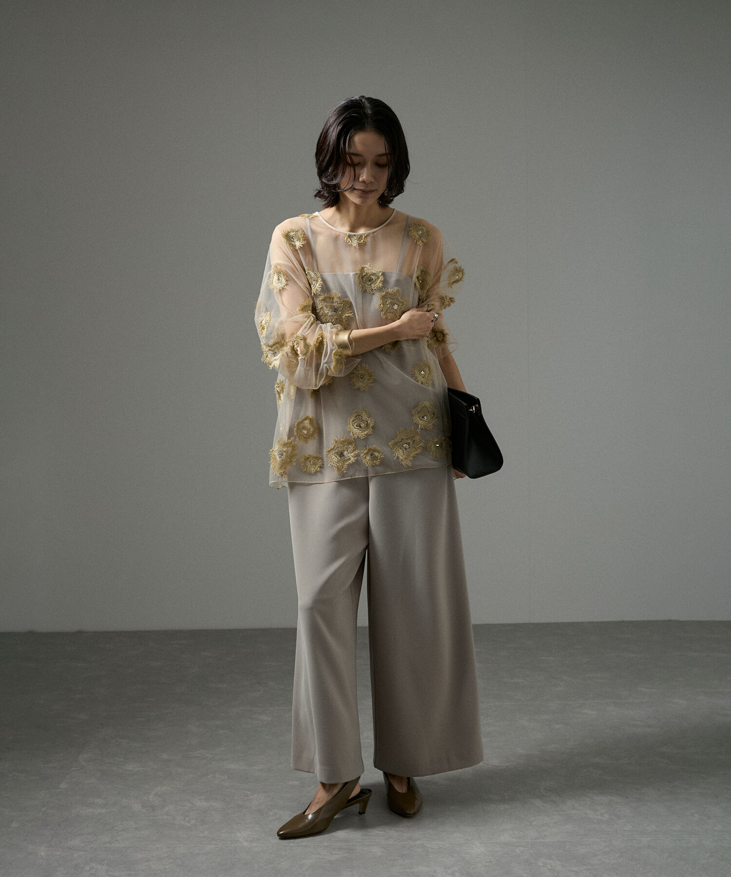 SALON adam et rope'「フラワーエンブロイダリーシアープルオーバー」|Tシャツ・カットソー|