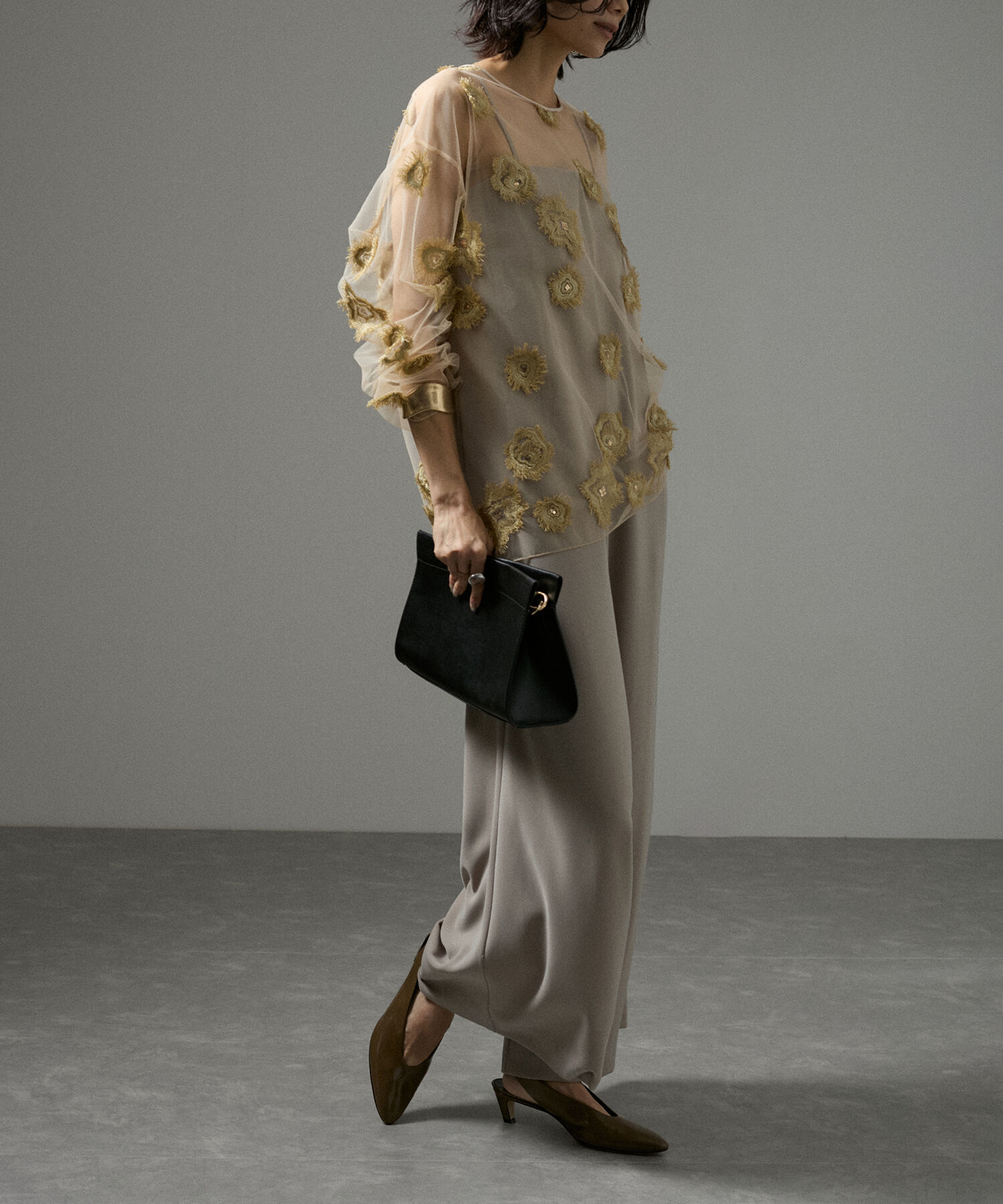 SALON adam et rope'「フラワーエンブロイダリーシアープルオーバー」|Tシャツ・カットソー|