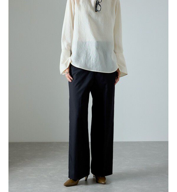 SALON adam et rope'「コットンライクスタイルアップパンツ」|スラックス|クロメイン