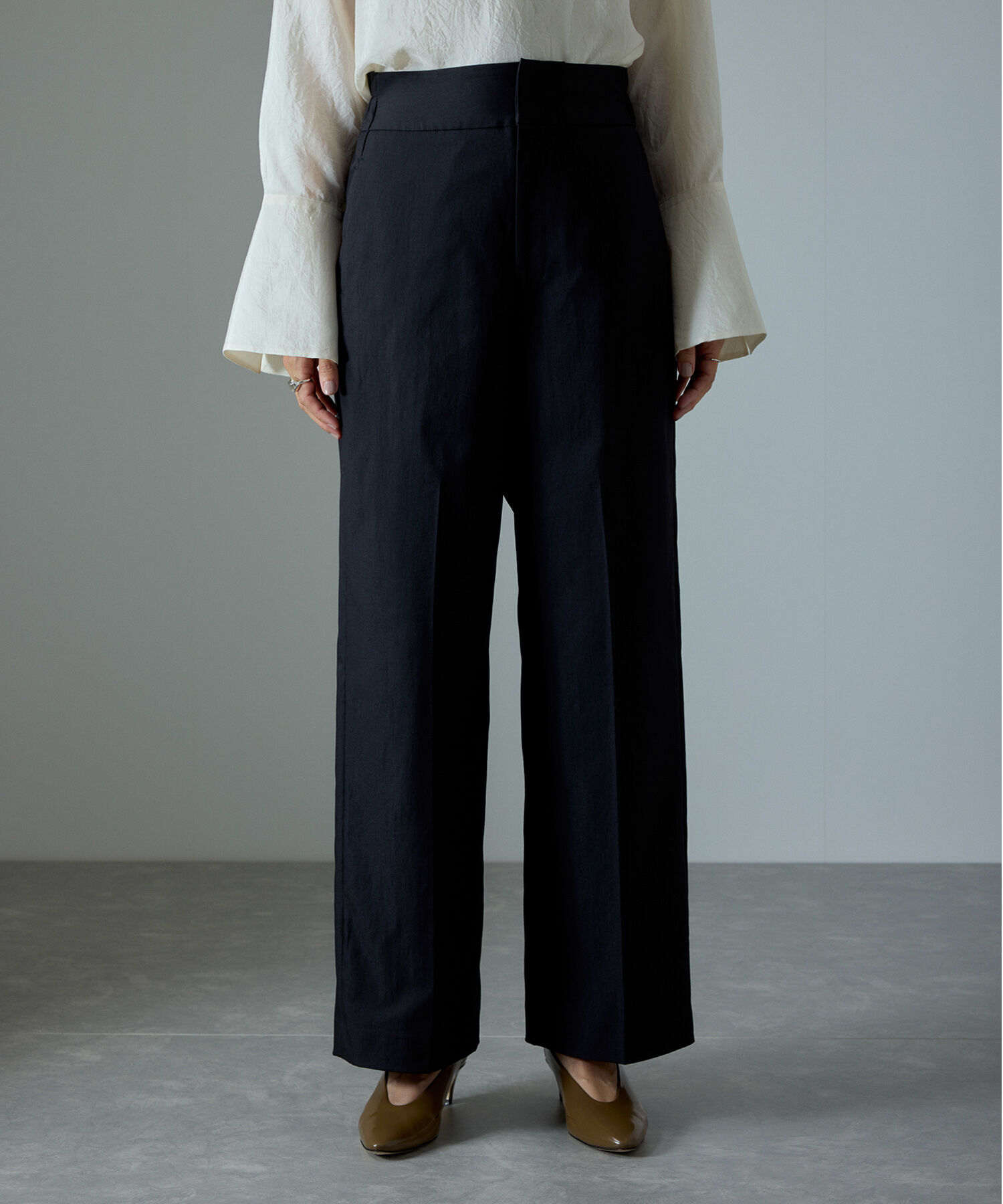 SALON adam et rope'「コットンライクスタイルアップパンツ」|スラックス|