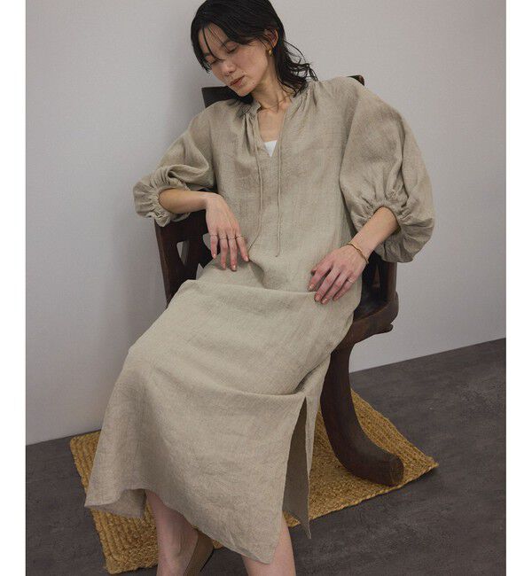 SALON adam et rope'「【WEB限定】ヨーロピアンフラックスリネンワンピース［洗える］」|ワンピース|