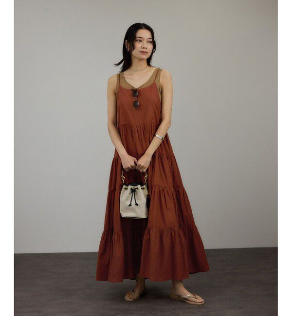 SALON adam et rope'「【WEB限定】ティアードキャミワンピース［洗える］」|ワンピース|ブラウン系(23)